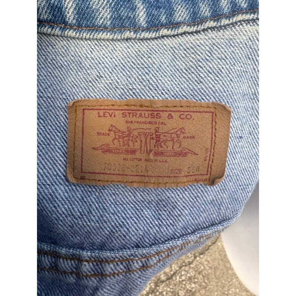 Vintage 80s Levi’s Acid Wash Denim Jacket Womens Small 17.5” P2P USA Trucker - Picture 6 of 9